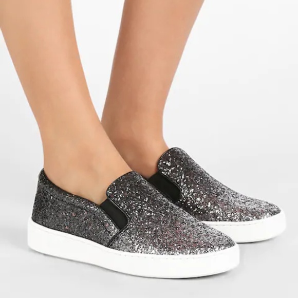 MICHAEL KORS KEATON  SNEAKERS GLITTER GUNMETAL NWT - Picture 1 of 8